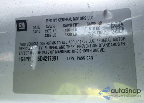 2013 Buick Verano Convenience Group из США, поврежденный, VIN 1G4PR5SK5D4217991